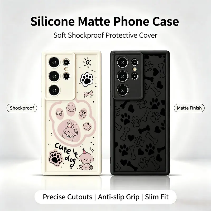 Cute Cat Dog Paw Silicone Phone Case For  Samsung Galaxy S26 S25 S24 S23 S22 Ultra Plus S21 S20 FE Shockproof Cover
