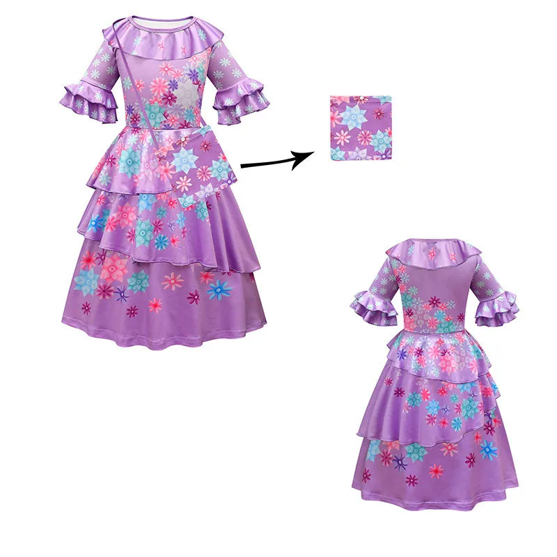 Magic House Girls Costume Princess Dress for Kids Mirabel Carnival Birthday Party Cosplay Halloween Charm Clothes Prom Gowns