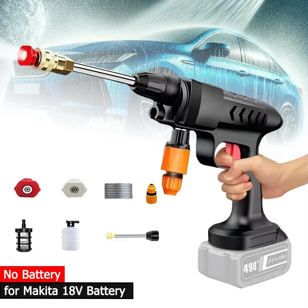 26000rpm Portable Cordless Pressure Washer 60 Bar Foam Generator Cleaner For 21V Makita Battery Car Wash Garden Watering