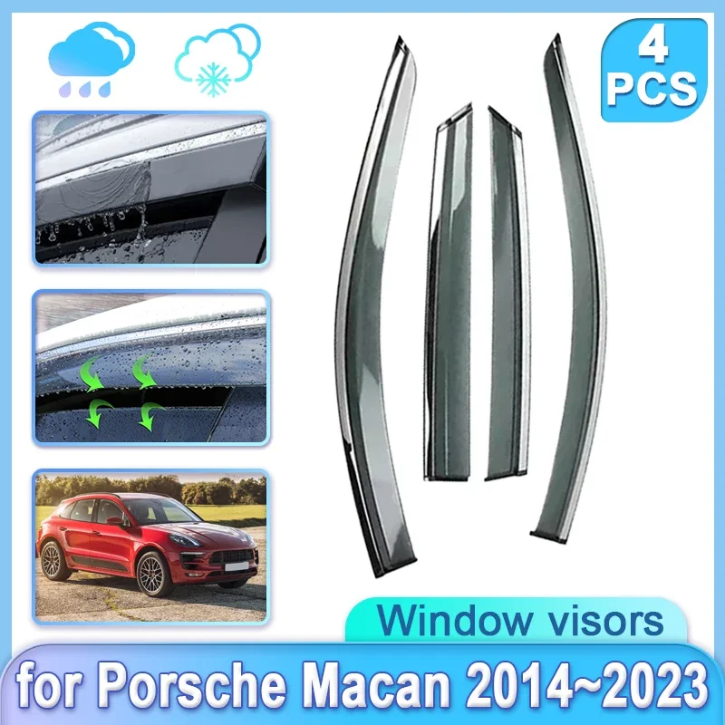 

4x Car Window Door Visor for Porsche Macan 2014~2023 2015 2016 2017 2018 2019 2020 2021 2022 Rain Guard Shades Wind Accessories