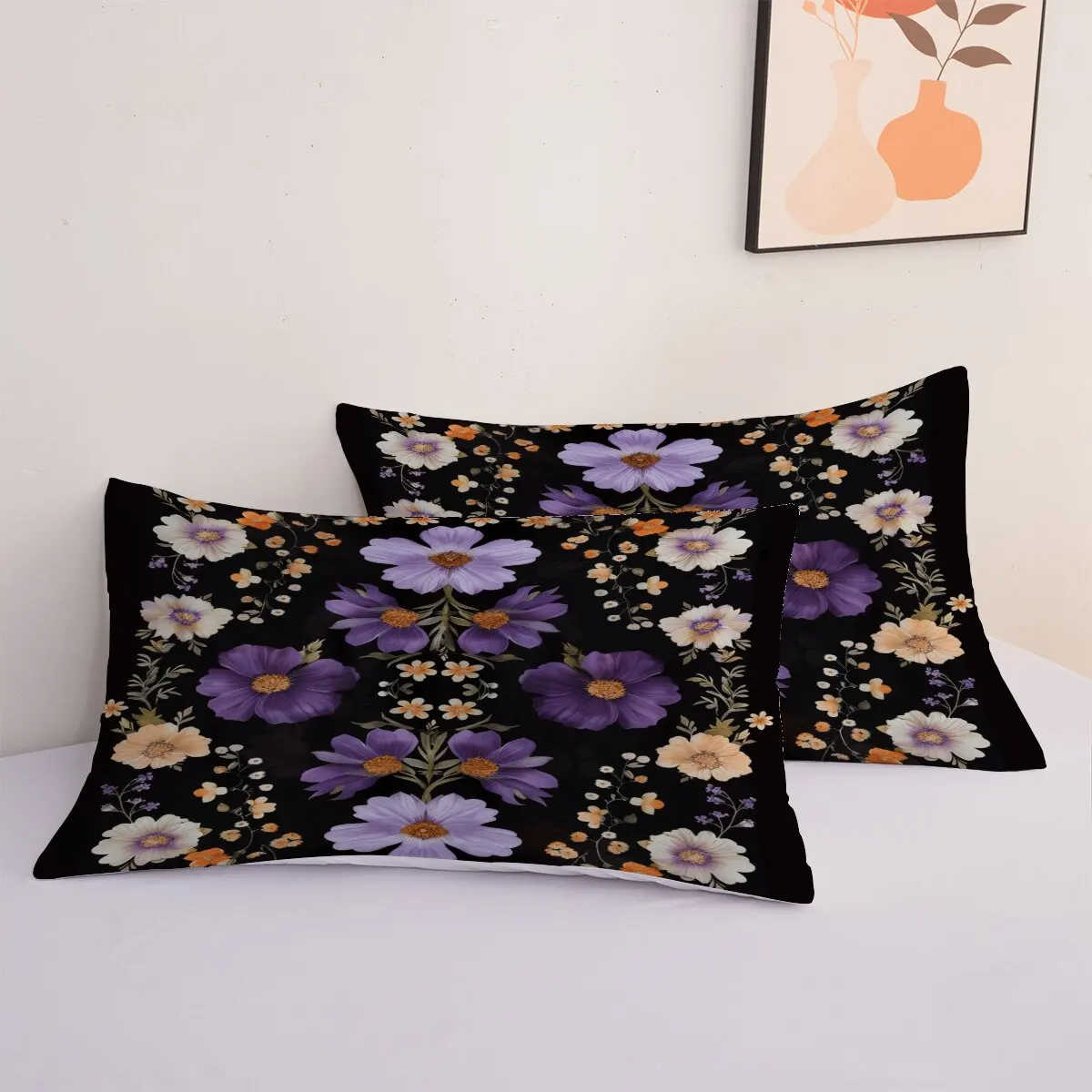 Purple flower  Down comforter set large size  Yellow flower  1 duvet cover, 2 pillowcases, 3 pieces