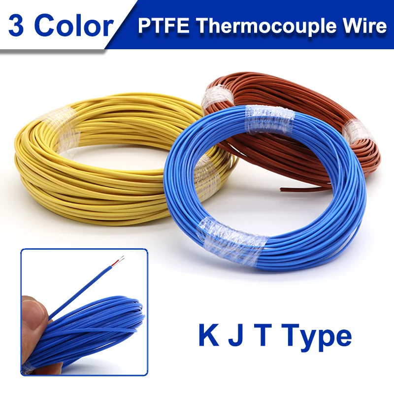 

2 Cores K J T Type Thermocouple Wire High Temperature Measuring Compensation Cable PTFE Insulation Electronic Line 5/10M
