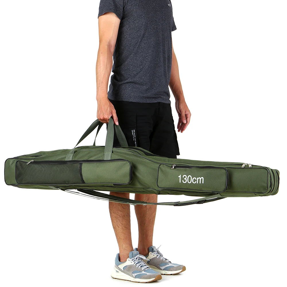 

130cm/150cm Three Layers Fishing Bag Portable Folding Fishing Rod Reel Tackle Tool Carry Case Carrier Travel Bag