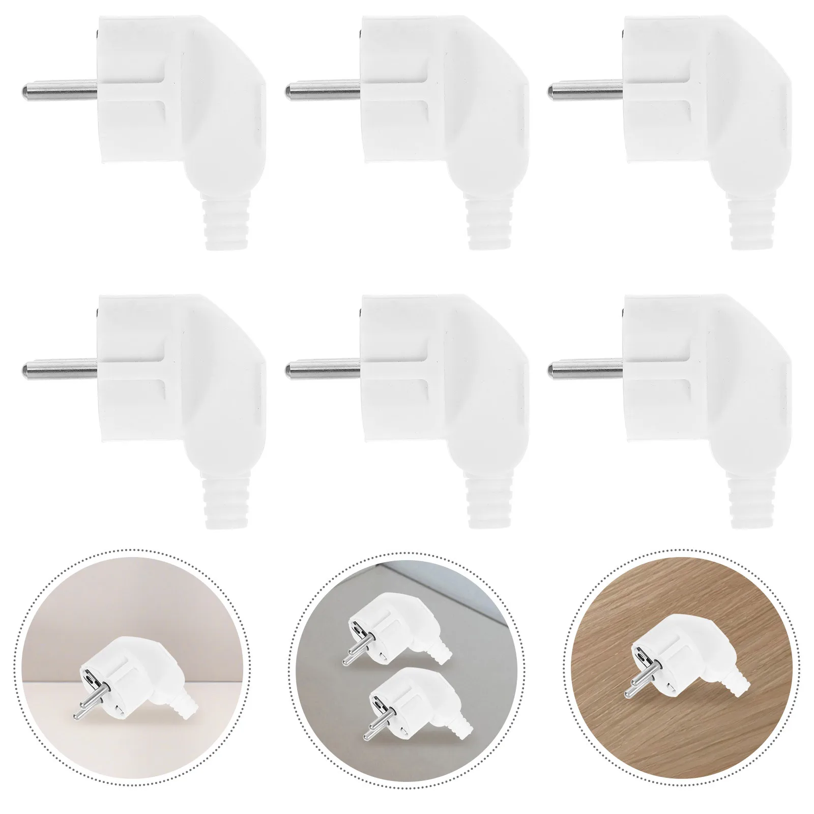 

8Pcs European Electrical Plug Adapter French Two Round Pin Rewireable DIY Power Connector for France Germany Replacement