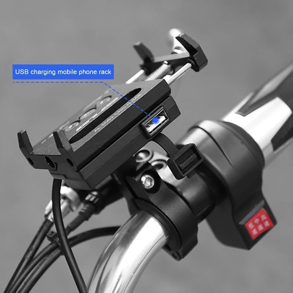 GUB G85E Bicycle Mobile Phone Holder with USB Charging Socket 22.2/25.4/31.8mm Motorcycle Handlebar Mount Cellphone Clip Stand