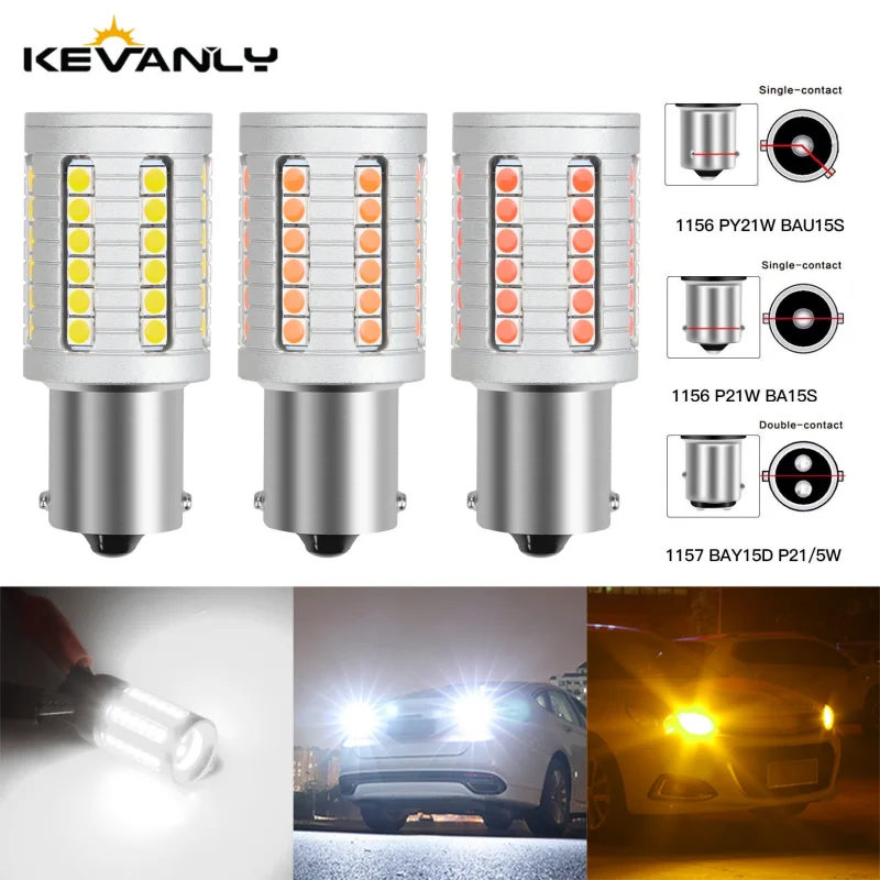 

2pcs 1156 BA15S P21W BAU15S PY21W 1157 BAY15D LED Bulbs 45smd Led CanBus Lamp For Turn Signal Light backup light Brake lights