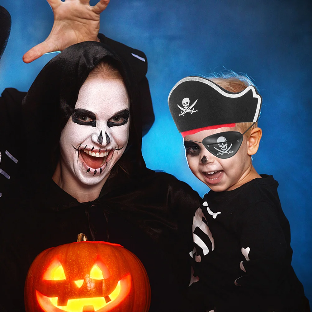 6 Stücke Halloween Piratenhut Augenklappen Kostüm Set Piraten Kopfbedeckung Kinder Party Cosplay Dress Up Zubehör Klassische Kostümkappe