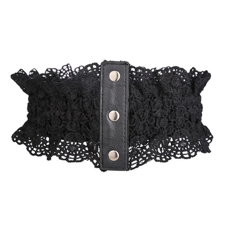 2024 new summer women's lace elastic wide belt simple and versatile waist decorative elastic belt women's accessories belt