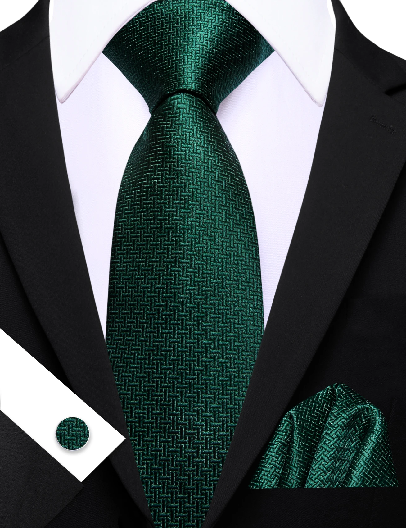 Herren-Krawatte, grün, gelb, goldblau, Krawatten, Einstecktuch, Manschettenknöpfe, Set, Krawatte, formelle Hochzeit, Dinnerparty