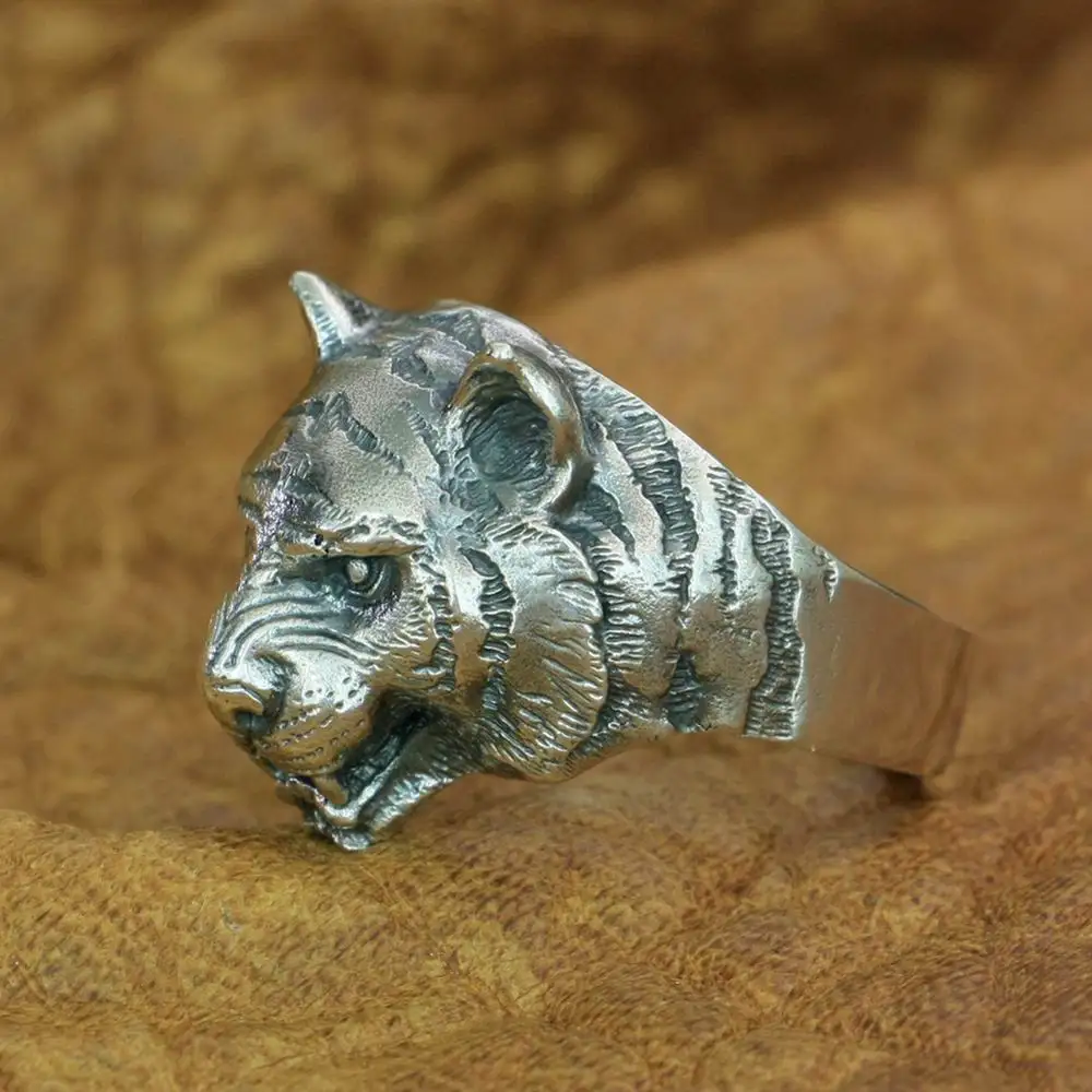 

Details Tiger 925 Sterling Silver Ring Charms Animal Jewelry TA205 US Size 7~15