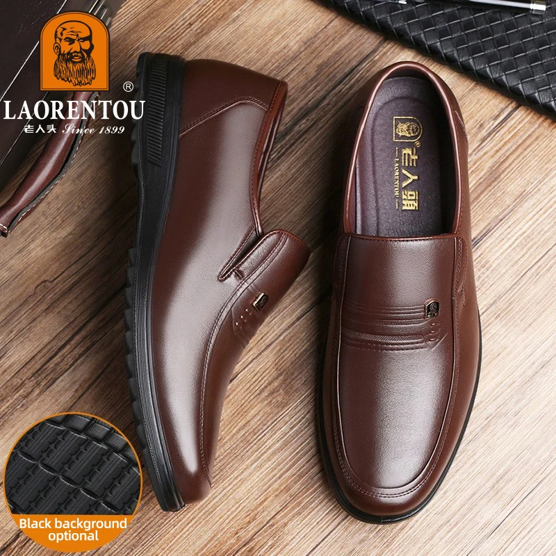 LAORENTOU sepatu kulit asli anti selip, sepatu kulit asli, sepatu tendon sapi nyaman, sol lembut, sepatu kulit kasual anti selip, ukuran 37-47, sepatu ayah, 21067n
