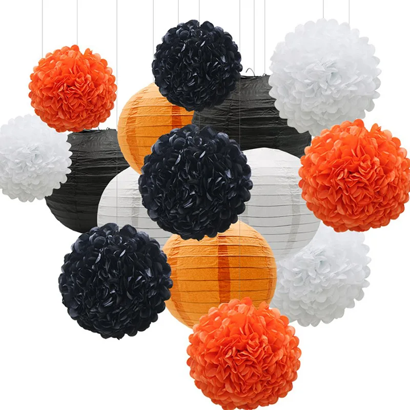 4inch-16inch(10cm-40cm) Paper Pom poms Hanging Paper Lantern Honeycomb Balls Wedding Birthday Decor Halloween Supplies halloween