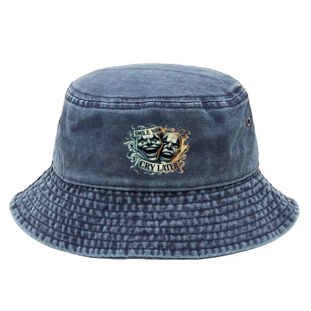 Smile Now Cry Later Washed Bucket Hat Outdoor Fishing Sun Hats for Men Women Teens Birthday Gift Lightweight Breathable Washable view 5