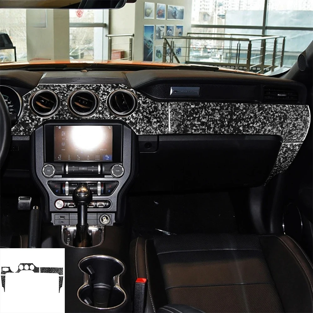 Для Ford Mustang 2015 2016 2017 2018 2019 2020 наклейки из кованого углеродного волокна, накладка на приборную панель, аксессуары для салона автомобиля