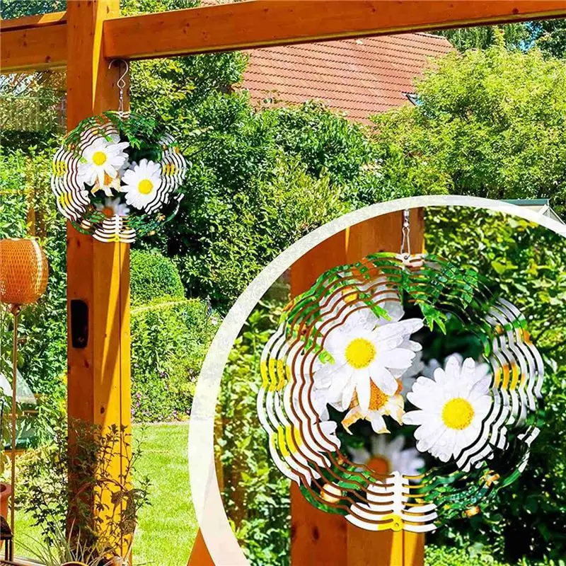 B84B 40 Pcs 8 Inch Sublimation Wind Spinner Blanks Aluminum 3D Hanging Wind Spinners for Garden Decoration