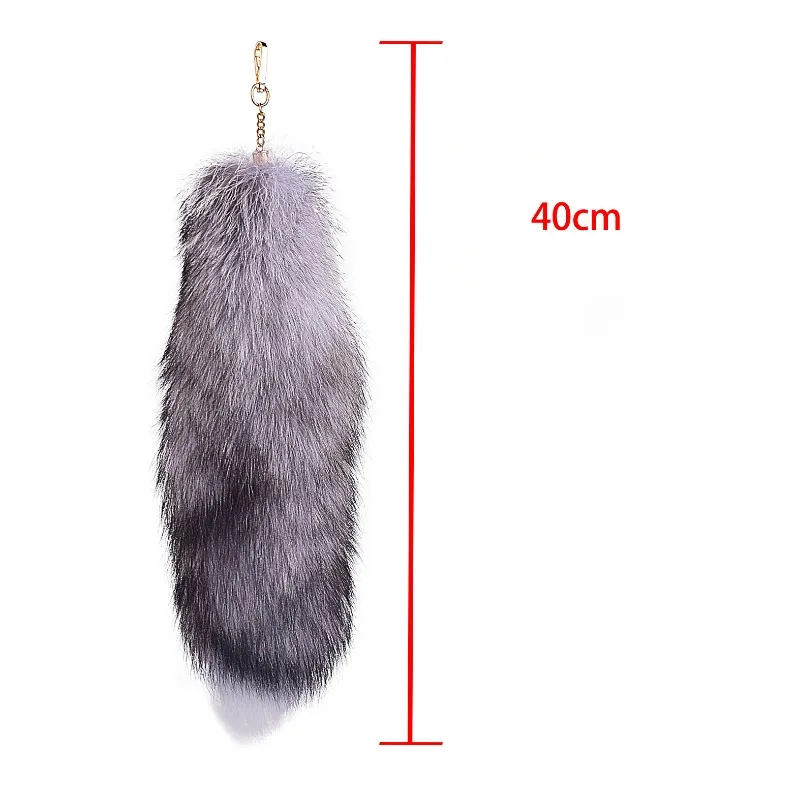 Fox Tail Keychain Women\'s Bag Pendant Natural Color Nine-tailed Fox Tail Stage Performance Props