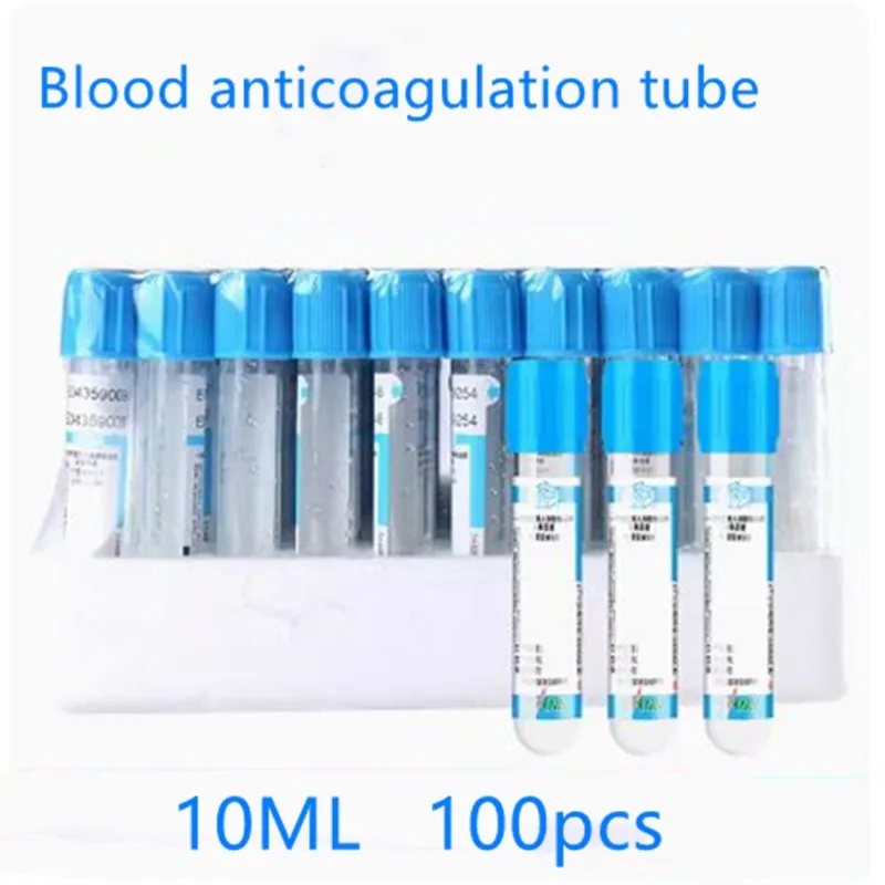 100PCS Blood anticoagulation tube 2ml 5ml10ml lemon/sodium citrate 1:9 one-time negative pressure vacuum blood vessel blue cap