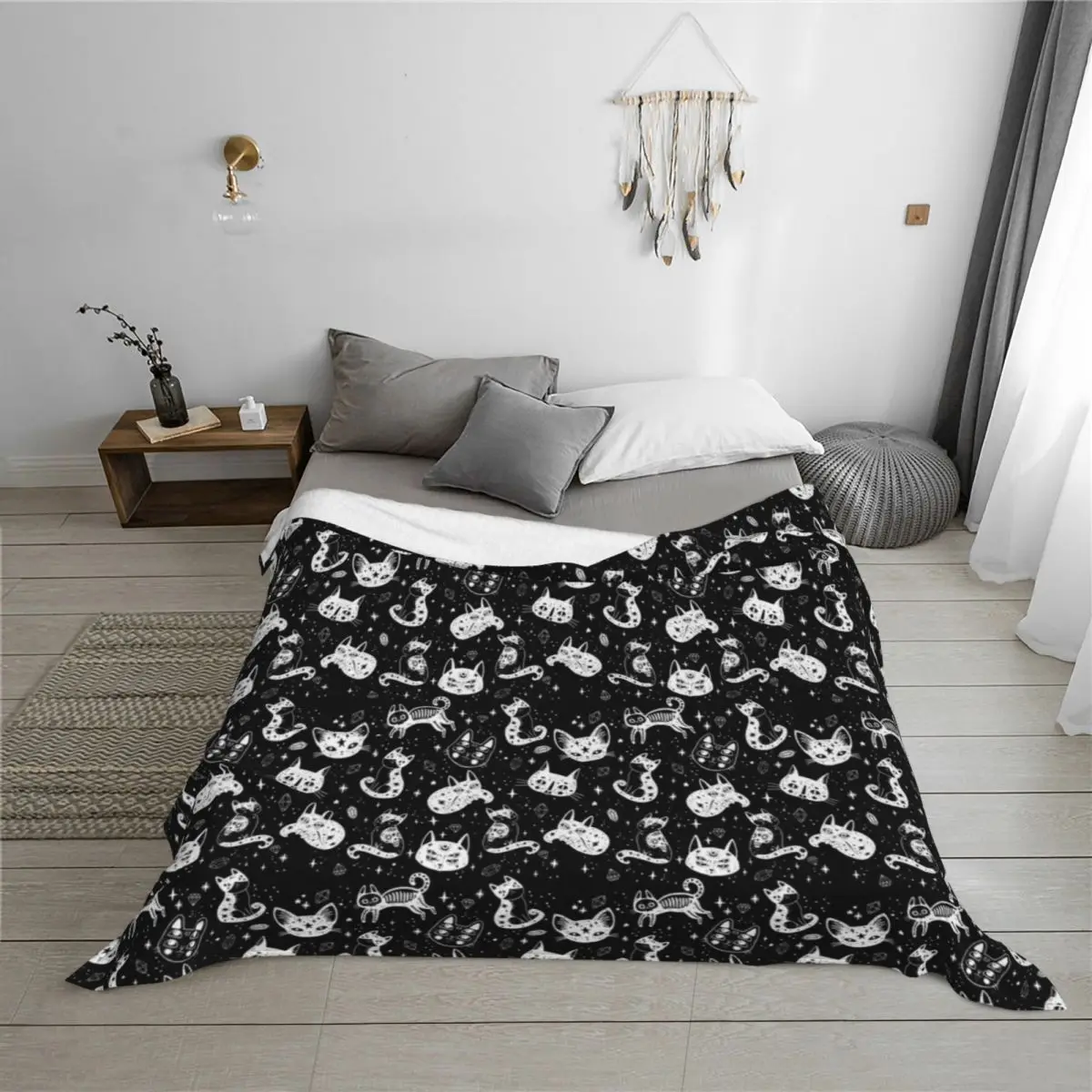Witchy Cats Throw Blanket Hairys Plaid warm for winter Thin Blankets