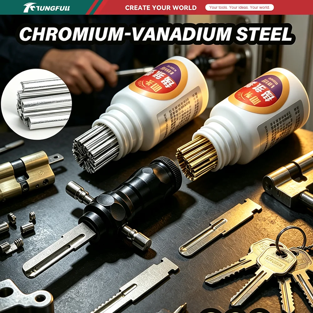 Professional Locksmith Unlocking Hand Tool Replaceable Blades Kit Include 100Pcs Copper Strips For Locksmith Use
