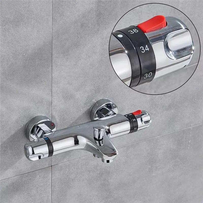 ABKJ-Automatic Wall-Mounted Double-Handle Thermostatic Valve, Bathroom Faucet Bathtub And Shower Control Valve