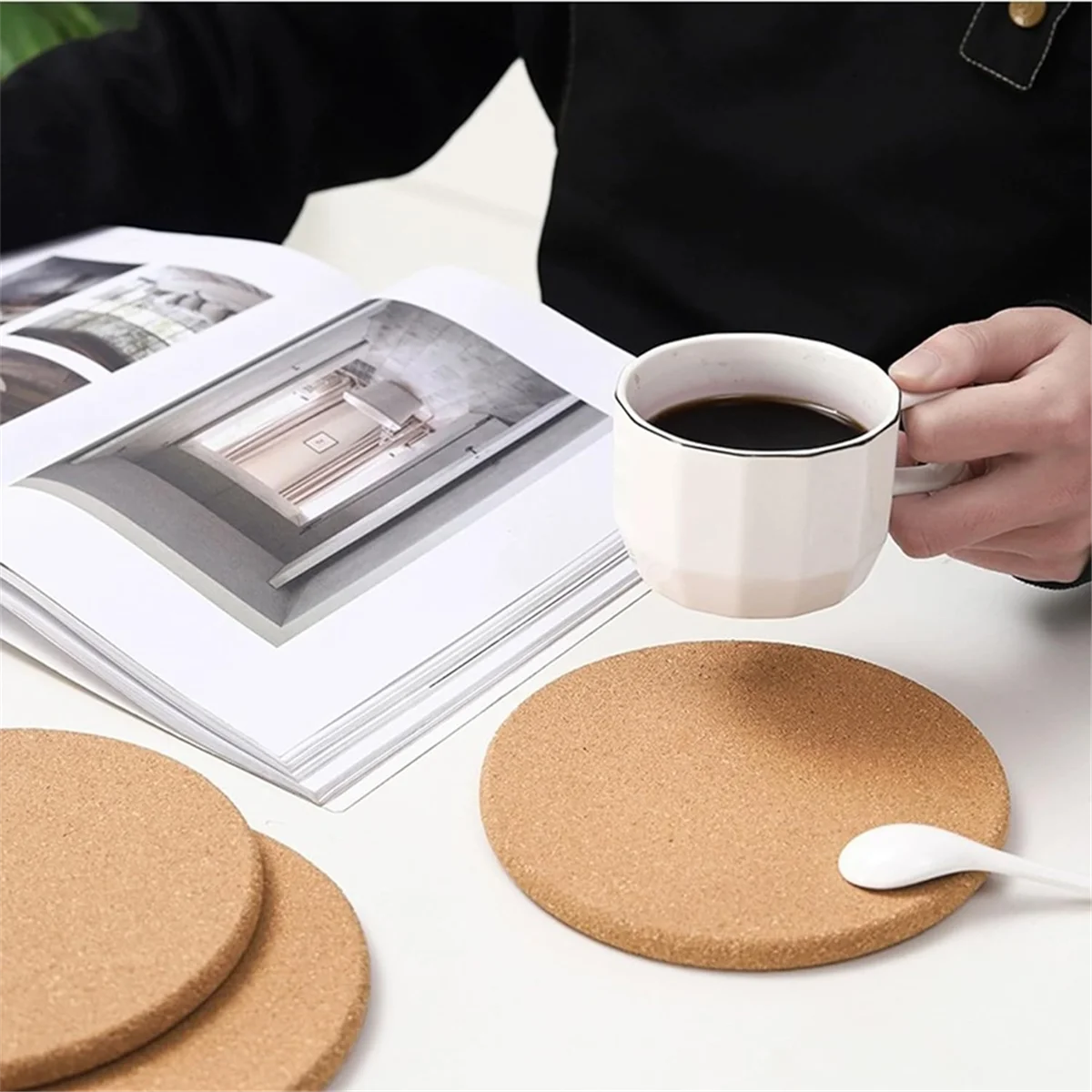 Cork Trivet,6Pack High Density Thick Cork Coasters Set,8 Inch Heat Resistant Multifunctional Cork Trivets for Hot Dishes