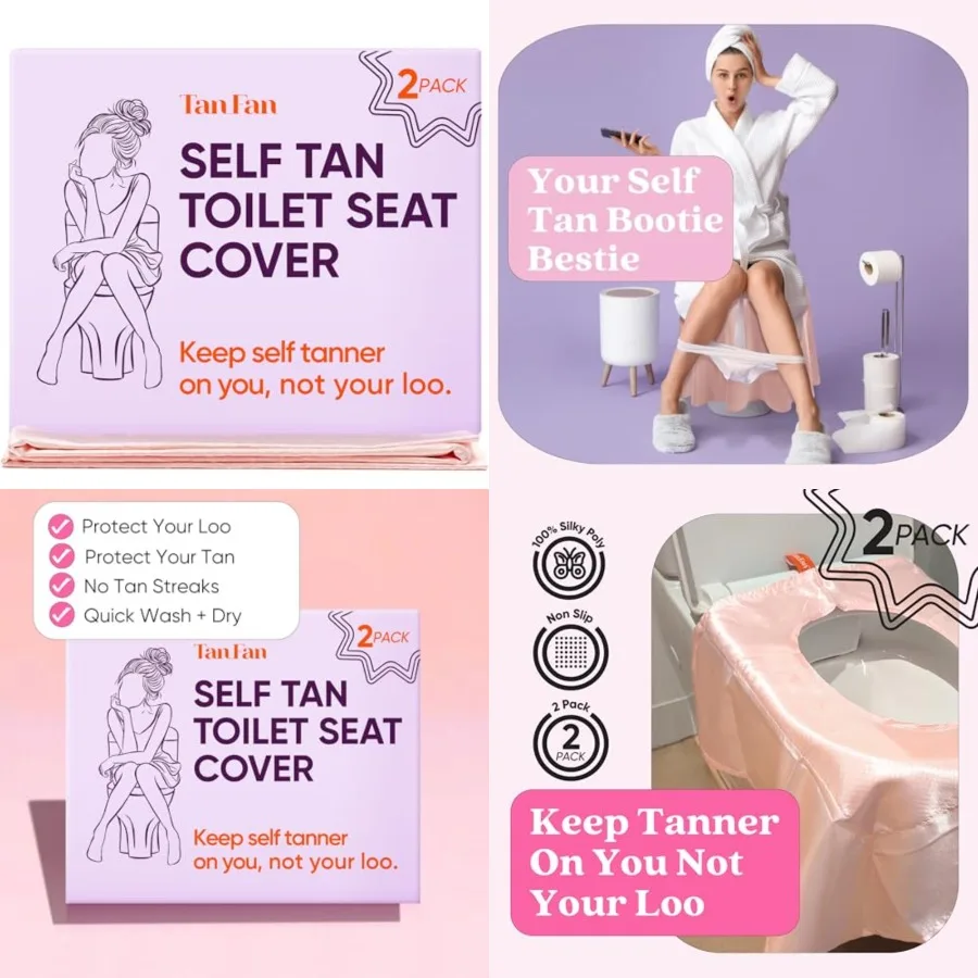 Tan Fan Housse de siège de toilette auto-bronzante 100 Poly soyeux résistant aux taches Protege votre chaux des taches auto-bronzantes Grande taille pour tous