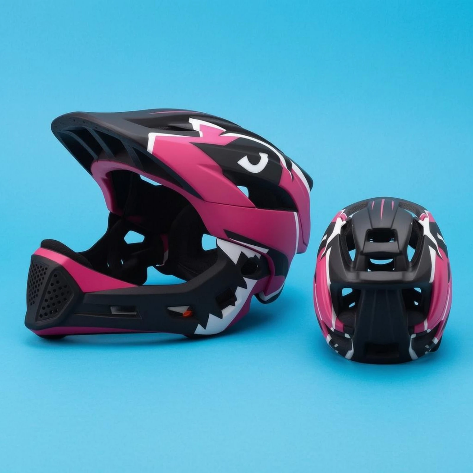 Detachable Chin Guard Helmet Streamlined Full-Face Cycling Helmet Sports Gear Ventilated Black for Children