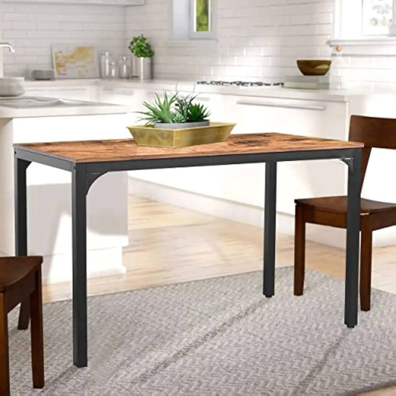 47 Kitchen Table, Industrial Dining Table for Small Places, Dining Table with Adjustable Foot, Space Saving Dinner Room Table