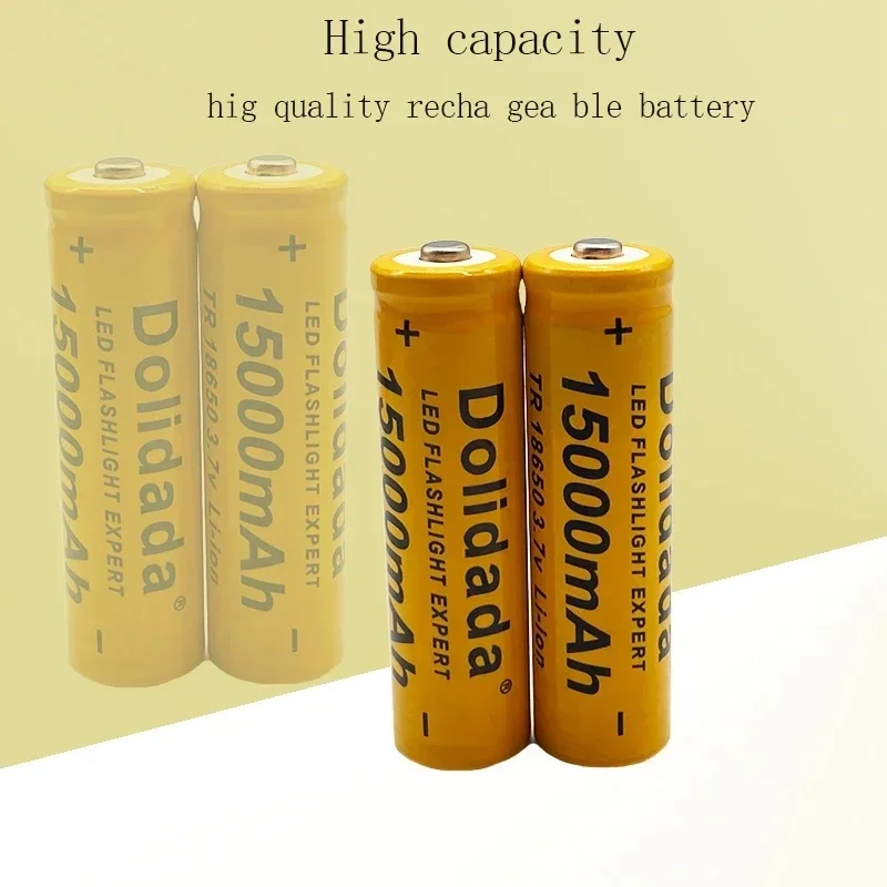 Rechargeable lithium-ion battery, 15000 mAh, 3.7 V, 18650, LED flashlight, Electronic, High quality, Orange