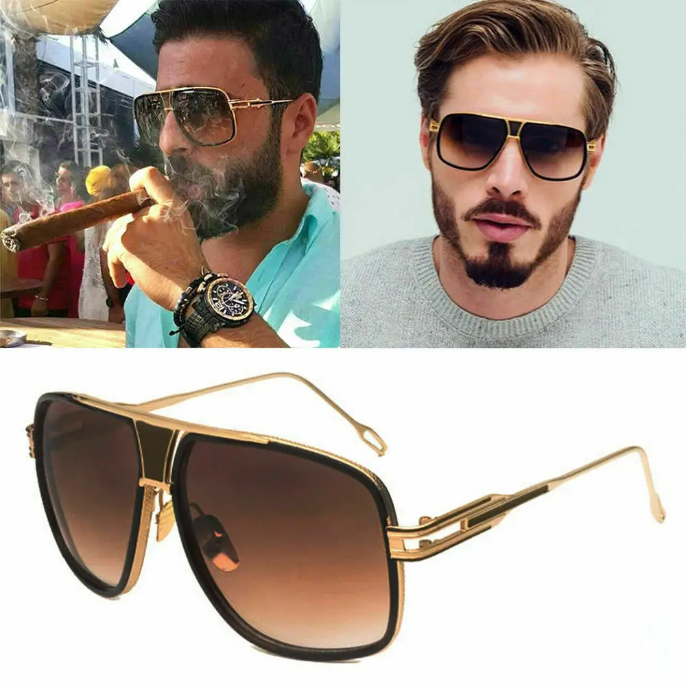 KLASSNUM Sunglasses Men Brand Designer Oversized Square Luxury Sun Glasses Metal Classic Retro Mens Gold Sun Shades 2024 New In