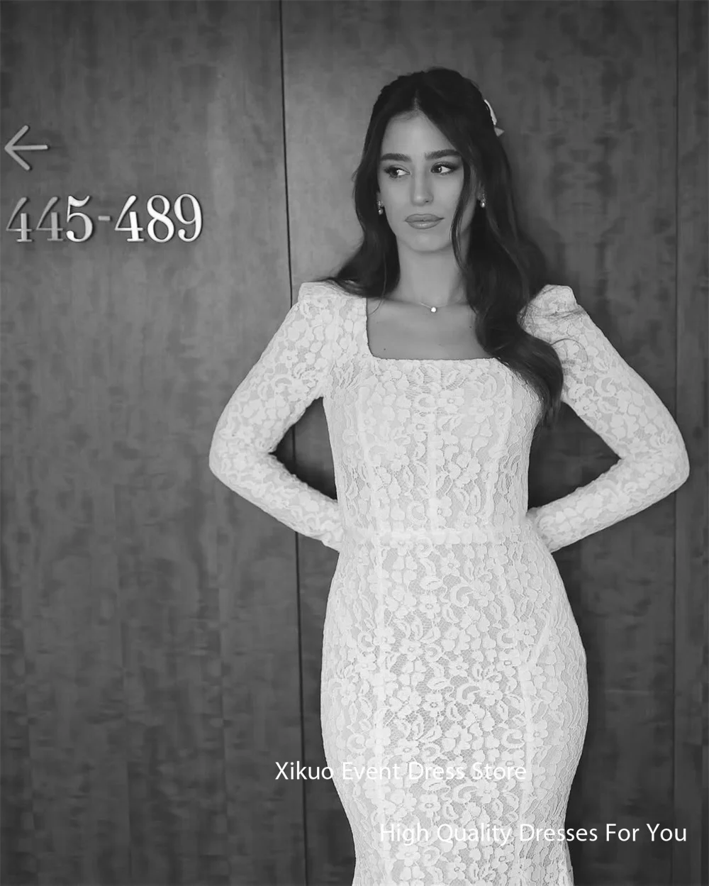 Xikuo Elegant Appliques ชุดแต่งงาน Chic ลูกไม้แขนยาวชุดเจ้าสาว Mermaid ภาพลวงตาผู้หญิง Vestido De Novia ที่กําหนดเอง
