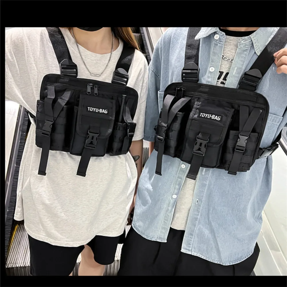 Fashion Oxford Cloth Men's and Women's Shoulder Chest Bag Solid Color Zipper Outdoor Work Equipment Backpack Nylon Chest Bag Men