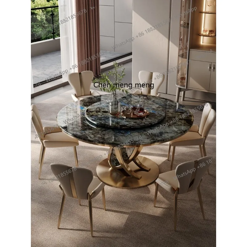 

Легкий роскошный круглый обеденный стол из мрамора, домашний обеденный стол из камня класса люкс.