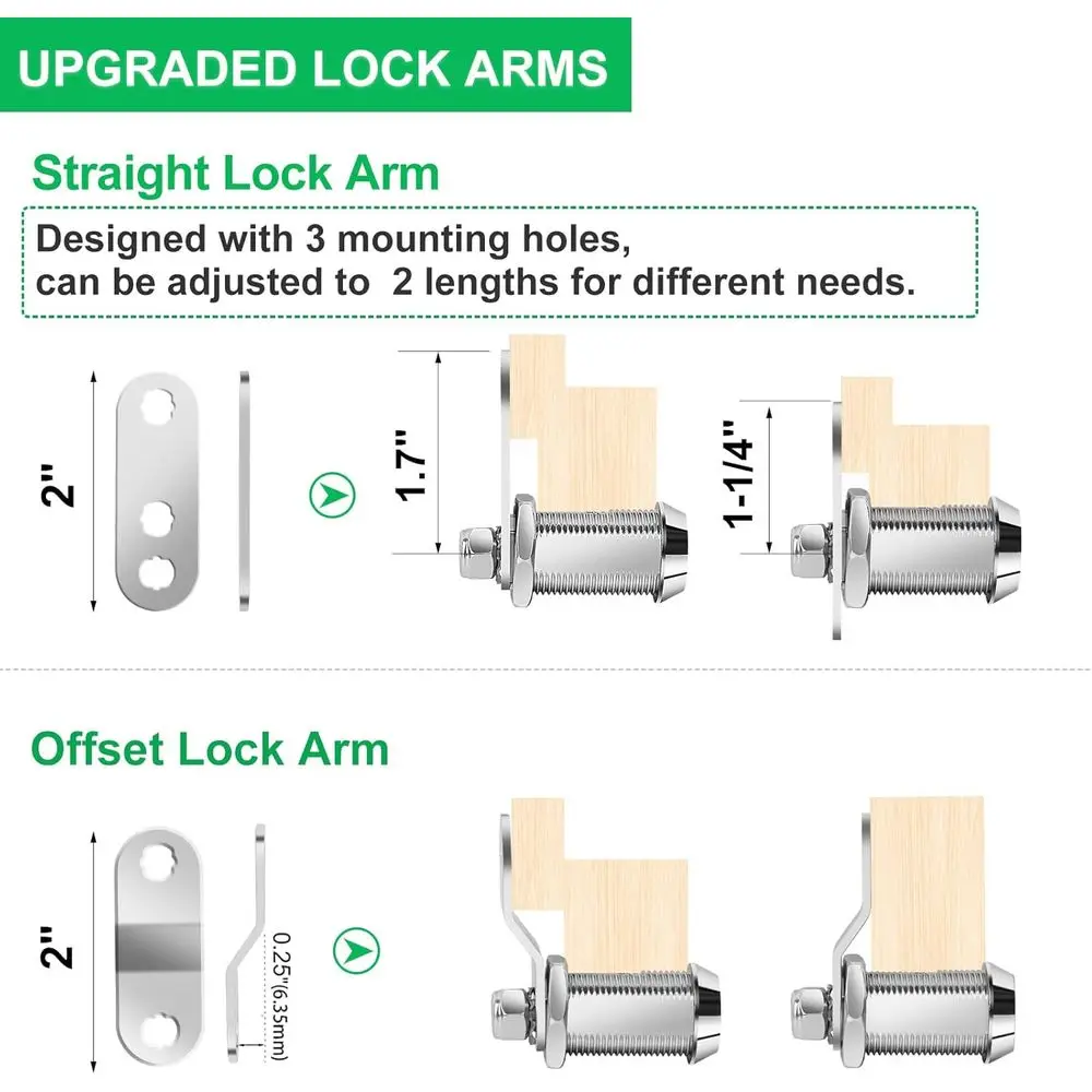 5 Pack Cabinet Lock with Keys, 7/8” RV Storage Locks Keyed Alike, RV Locks for Storage Door, Camper Cabinet Door Toolbox Locks M view 4
