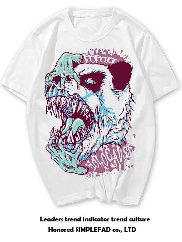 Loose Fit Skull Print T-Shirt Men's Rockabilly Punk Style Street Dance Cotton Short Sleeve Casual round Neck Top for Teens