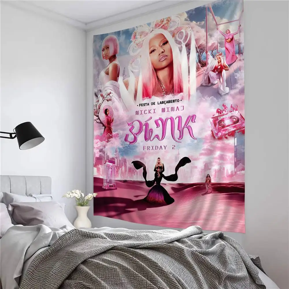 Beliebte Rapper Sänger N-nicki Minaj Tapisserie Kunstdruck japanischer Wandteppich Anime Wandbehang Home Decor