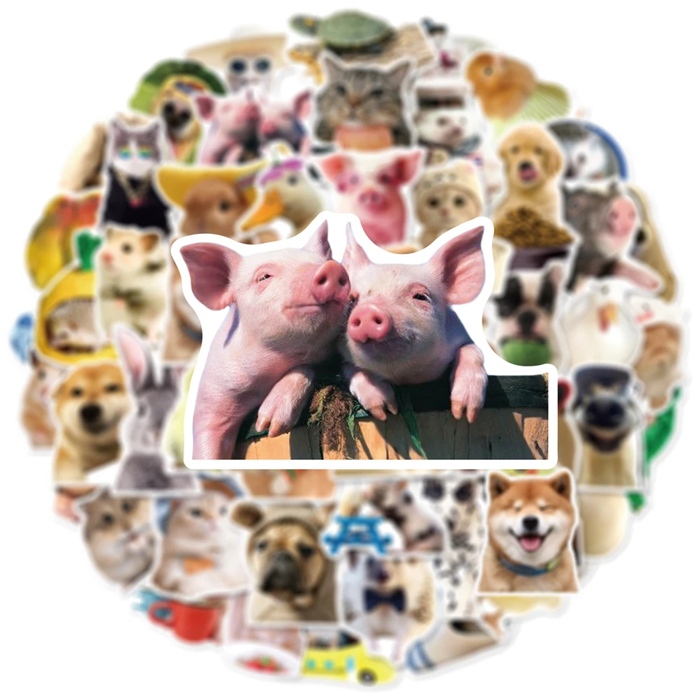 

10/30/50pcs Classic Funny Cute Animals MEME Stickers Kawaii Cat Dog Decals Toy DIY Notebook Phone Laptop Decoration Sticker Pack