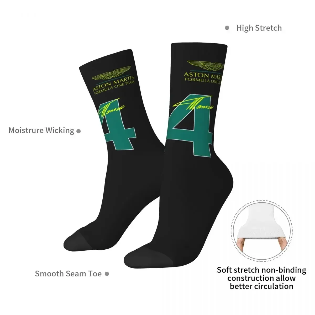 Fernando Alonso 14 Aston Martin F1 Socks Harajuku Super Soft Stockings All Season Long Socks Accessories for Unisex Gifts