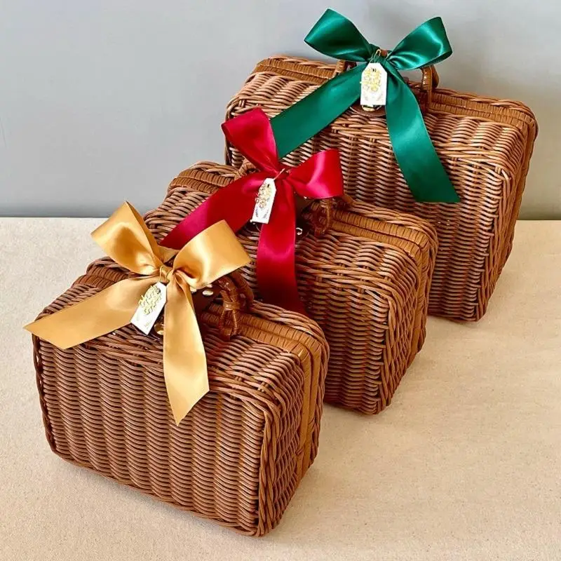 Imitation Rattan Weaving Box Handheld Basket for Travel Lovers and Collectors