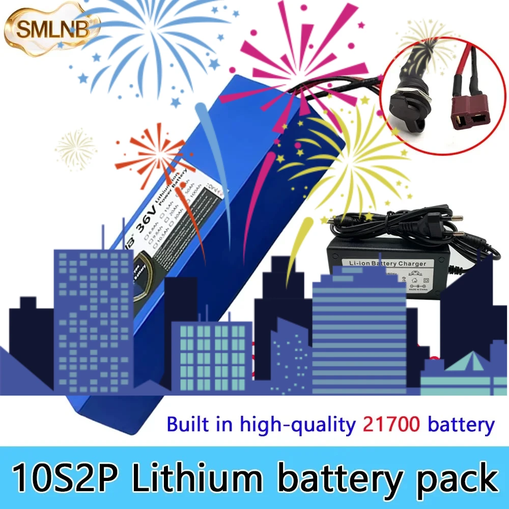 

21700 Lithium Battery Pack 10S2P Rechargeable Battery 36V 9800mAh Built in BMS For fishing bicycle Large Capacity Batteries