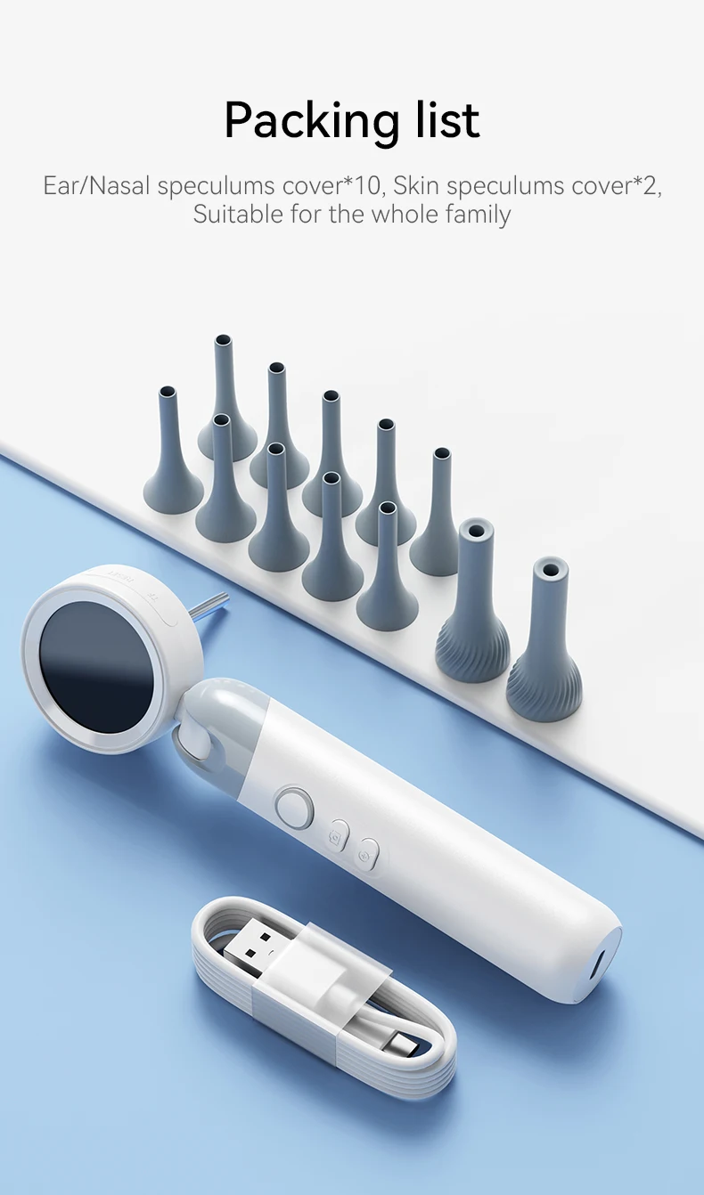 1,38-Zoll-Ohrkamera mit IPS-Display und 1080P-Kamera-Ohrprüfung, tragbarer Inspektor für Ohr-Mund-Haustiere mit 12 Spitzen austauschbaren Werkzeugen – Detail 12