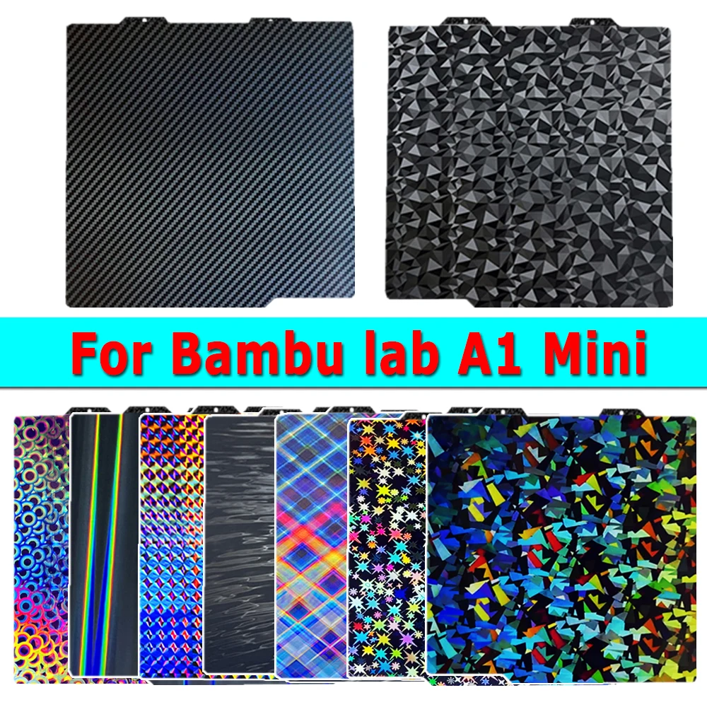 

184x184mm Bambulab A1-Mini PEI Sheet Flexible Spring Steel Sheet PEO PET PEY Double Sided Bed for Bambu Lab A1 Mini Build Plate