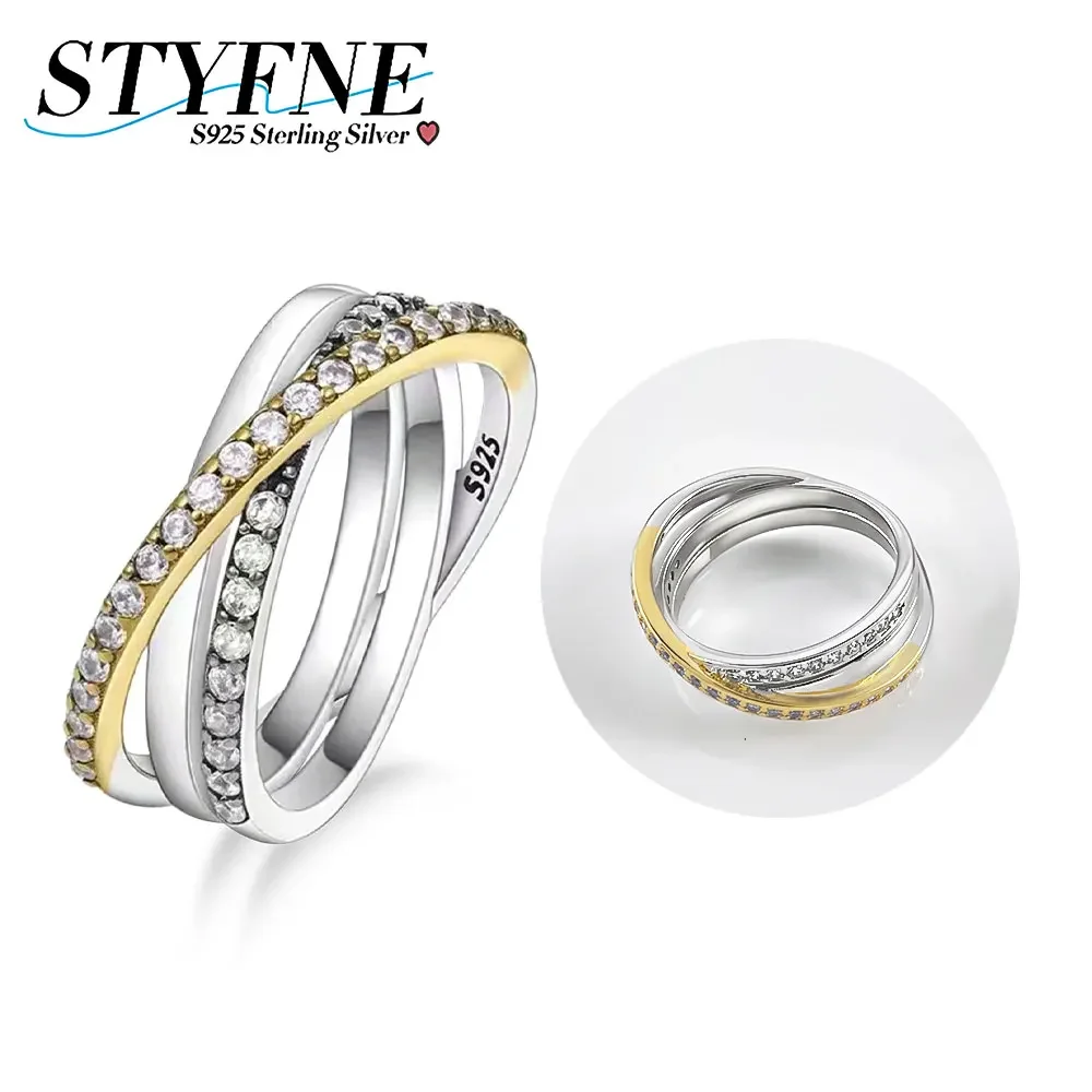 925 Sterling Silver Gold and Silver Two-tone Intertwined Original Ring for Women's High-end Fine Jewelry Valentine's Day Gift