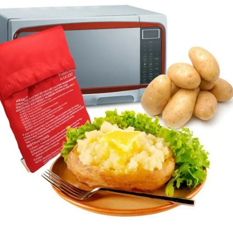 Microwave Potato Bag Reusable Express Microwave Potato Cooker Bag Baked Potato Cooker Perfect Potatoes 4 Minutes Red Baked Pouch