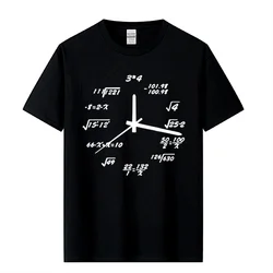 Men's T-shirt 100% Cotton Casual Funny Math Clock Print Summer Loose O-neck T Shirt for Men Short Sleeve T-shirt Male Tops