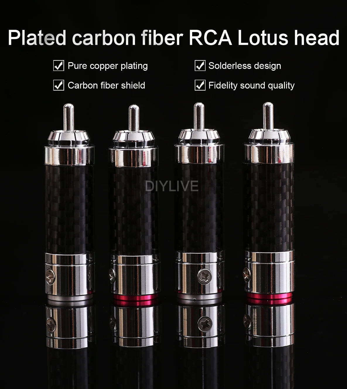 DIYLIVE Furutech CF-102(R) carbon faser rhodium-überzog RCA lotus kopf solder-kostenlose self-locking terminal signal kabel – Detail 1