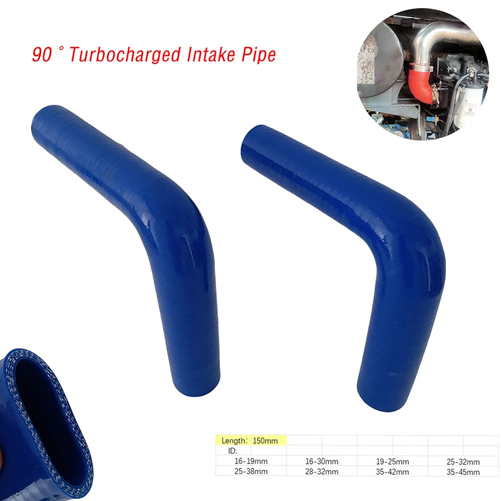 

Blue 90 ° Variable Diameter Silicone Tube Length: 150mm ID: 16-45mm, High Temperature Resistant, Pressure Resistant, Explosion