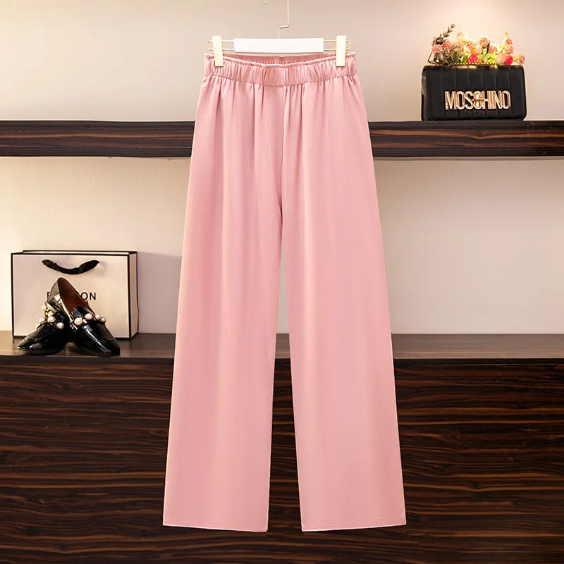 New 2022 Summer Plus Size Wide Leg Pants For Women Large Loose Cotton Black Thin Straight Long Trousers 3XL 4XL 5XL 6XL 7XL