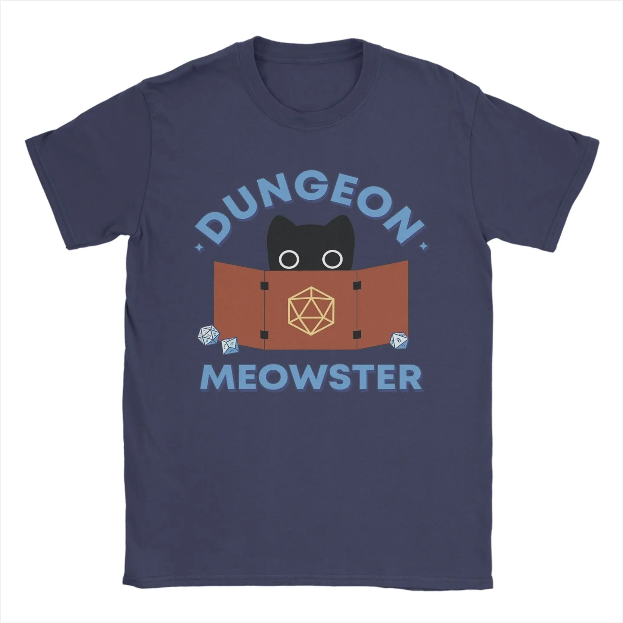 Men's T-Shirts Dungeon and Dragon Meowster Screen Cool 100% Cotton Tees Short Sleeve  T Shirt Crew Neck Clothes Classic
