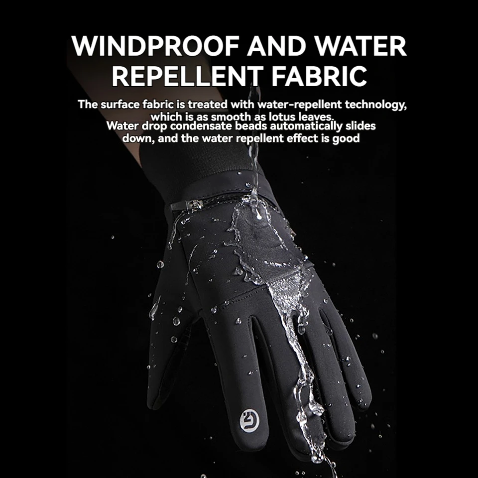 NOFOXO Windproof Cycling Touch Screen Gloves Winter Warm Full Fingers Non-slip Outdoor Sports Running Motorcycle Running Gloves